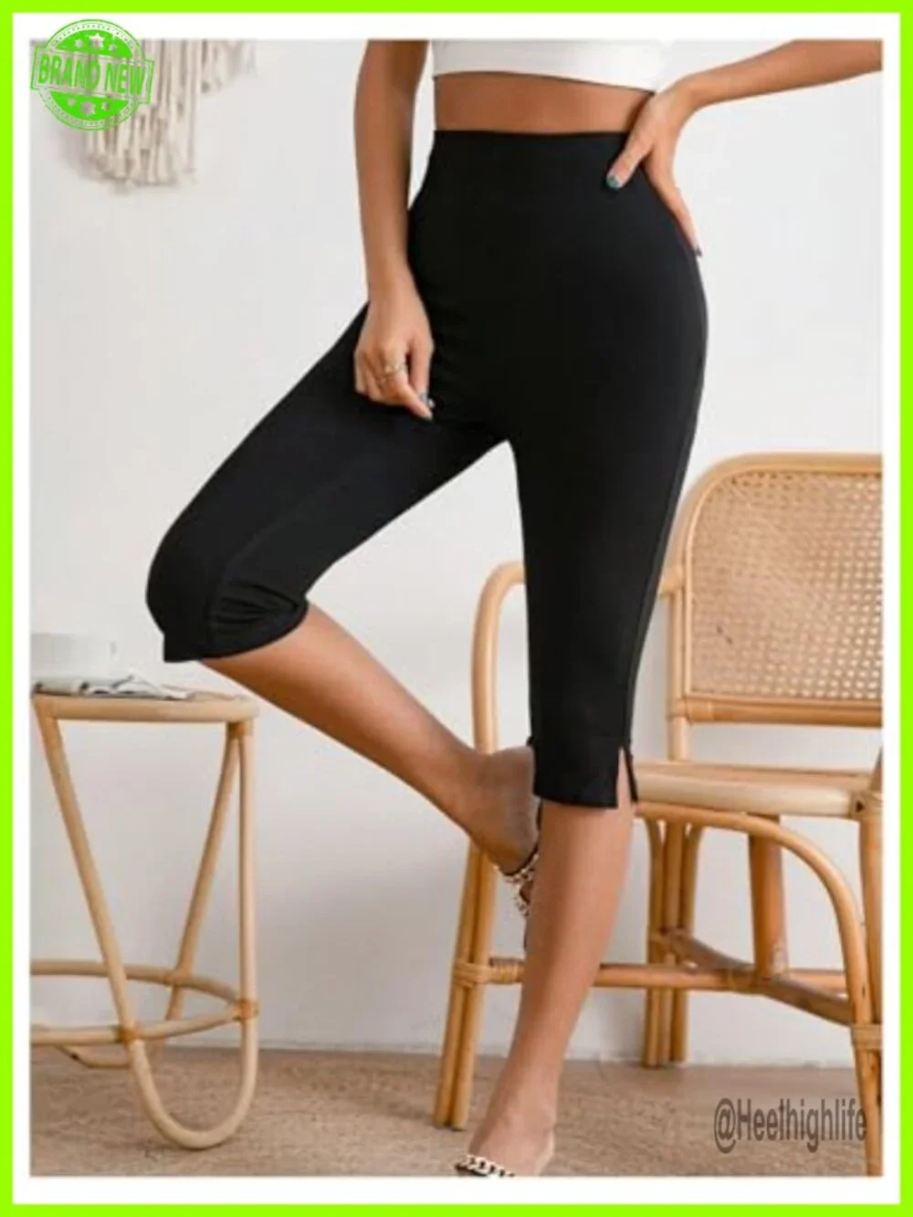 High Waisted Capri Leggings Yoga Workout Pants Slim Fit